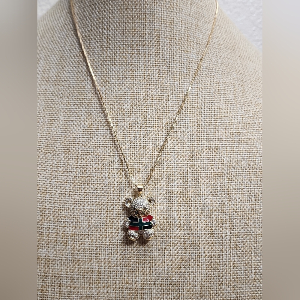 Bear Pendant Necklace Gold Plated